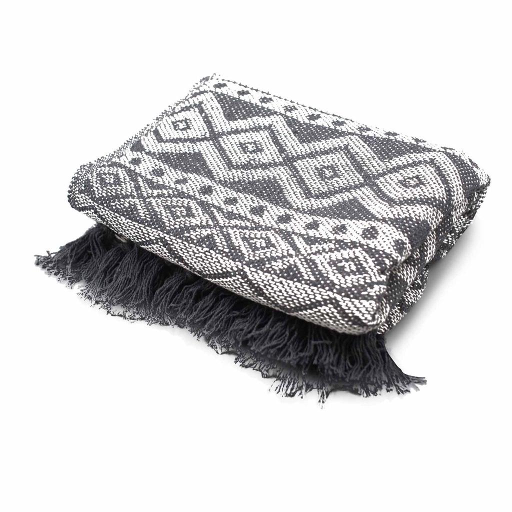 Throw Blanket Boho Grey Geometric 125x150cm