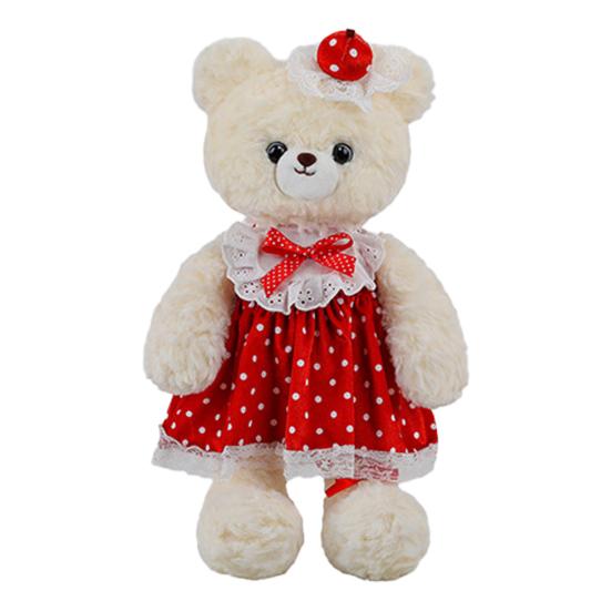 

Bear Doll Soft Fluffy Red Dot Dress Lace Embellishments Comfortable Hug Bear Plush Toy Bedroom Pillow Sofa Decor 60cm белый