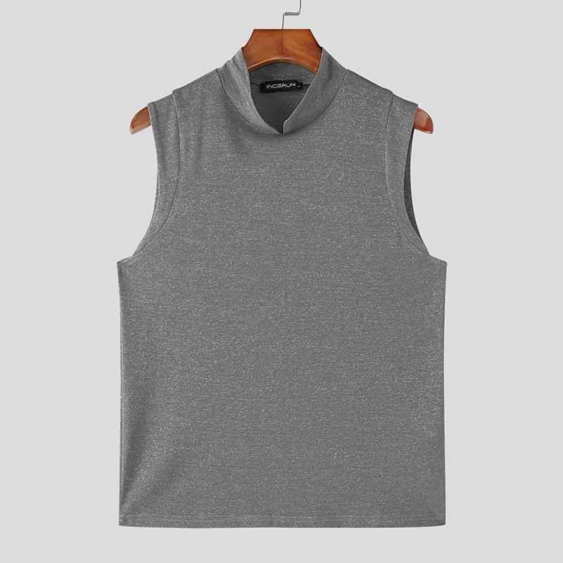 INCERUN Canottiere Estive da Uomo Senza Maniche Glitter Casual Vestibilità Aderente
