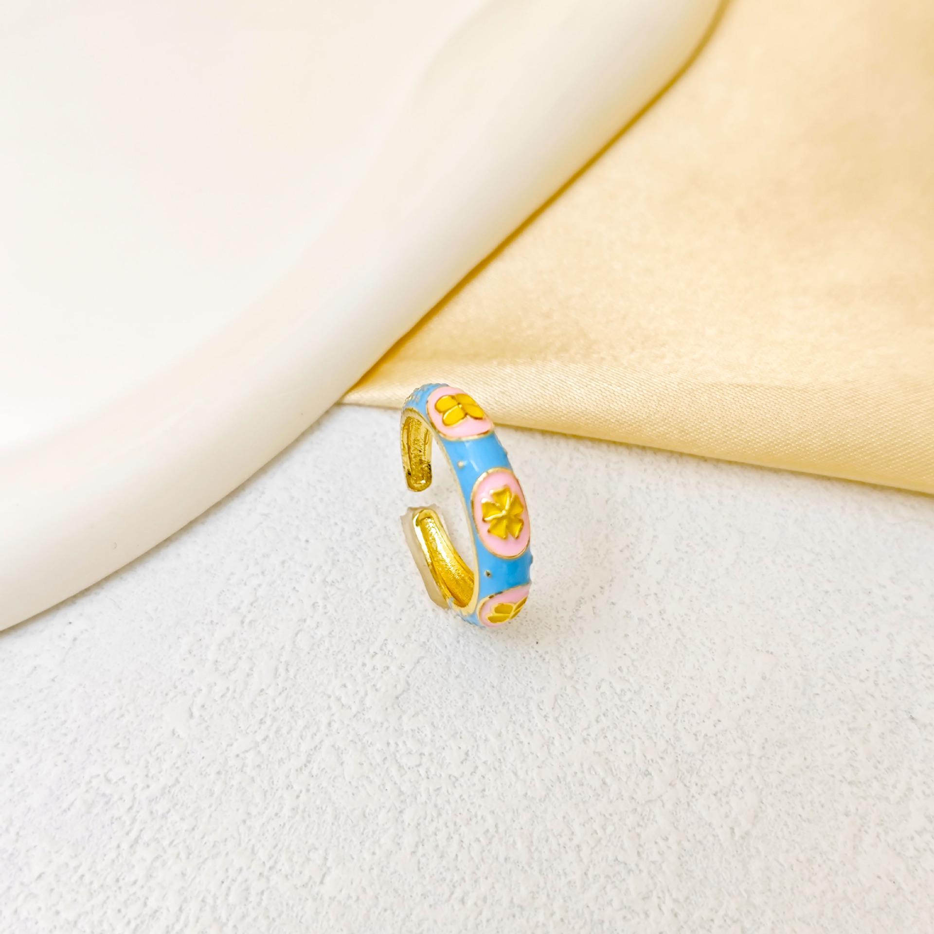 Colorful Retro Chinese-Style Enamel Ring for Women: Personalized, Versatile & Hand-Painted Dopamine Accessory