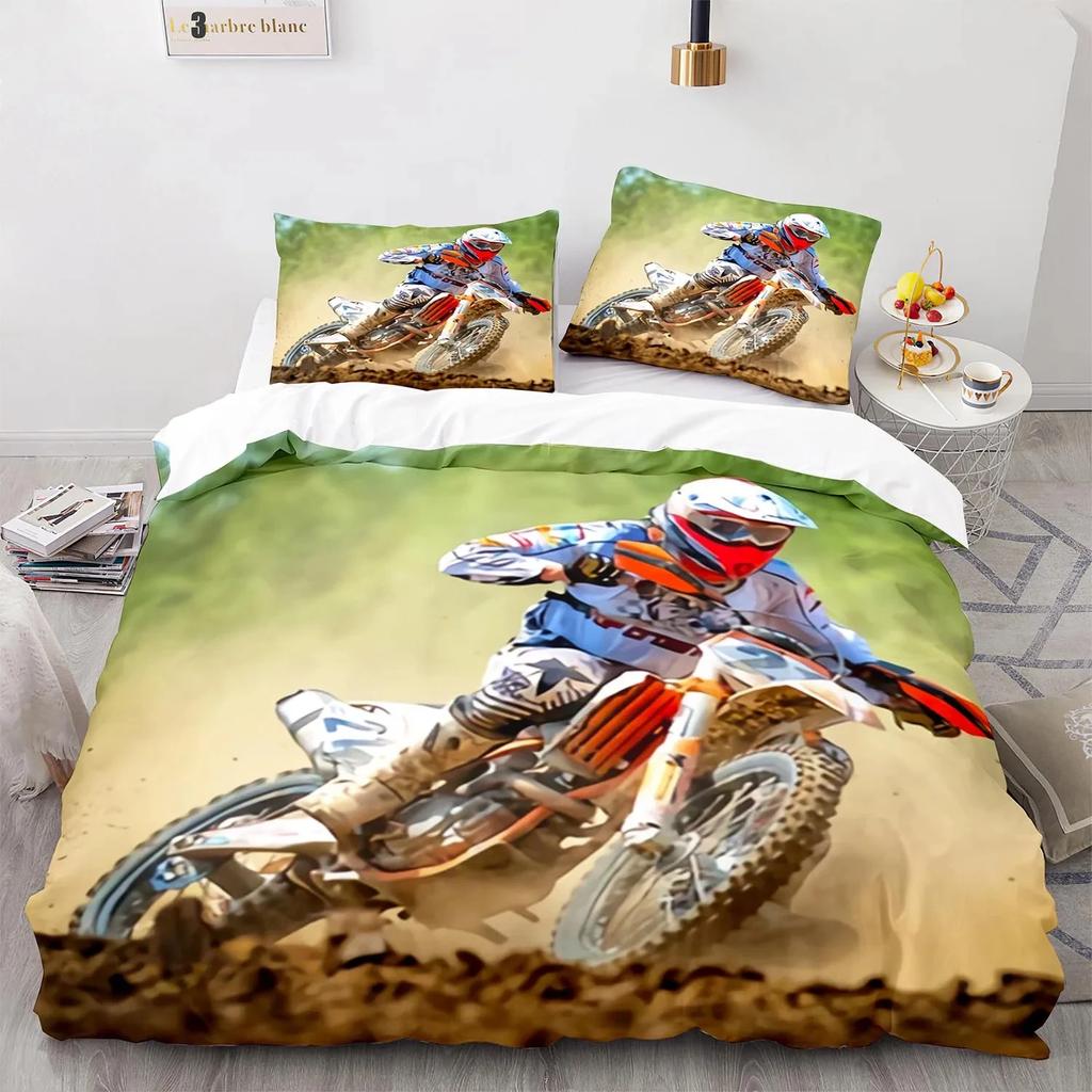 2024 Extreme Sport Off-Road Motorcycle Duvet Cover Set for Boys Bedroom Single Double Queen King Size Quilt Cover Pillowcase