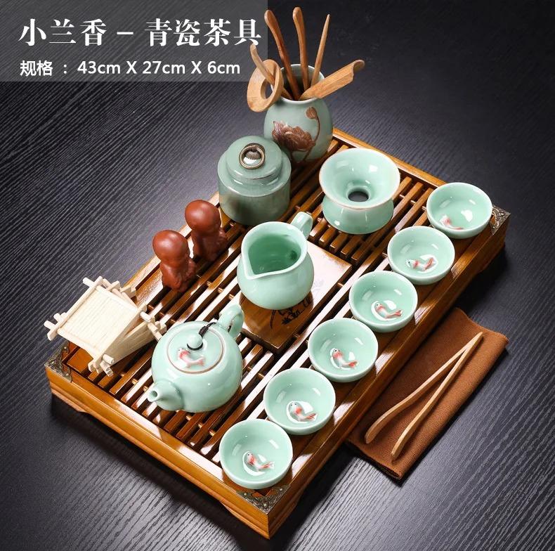 Luxury Chinese Porcelain Tea Cup Set, Tea Ceremony Strainer, Purple Clay, Kung Fu Tea Set Tray, Teaware DG50TS