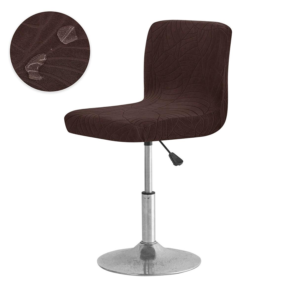 

Solid Color Leaf Jacquard Bar Chair Cover Non-slip Short Back Bar Stool Seat Covers Slipcover Dining Chair Case Stolebetræk 1PC 1PC темный кофе