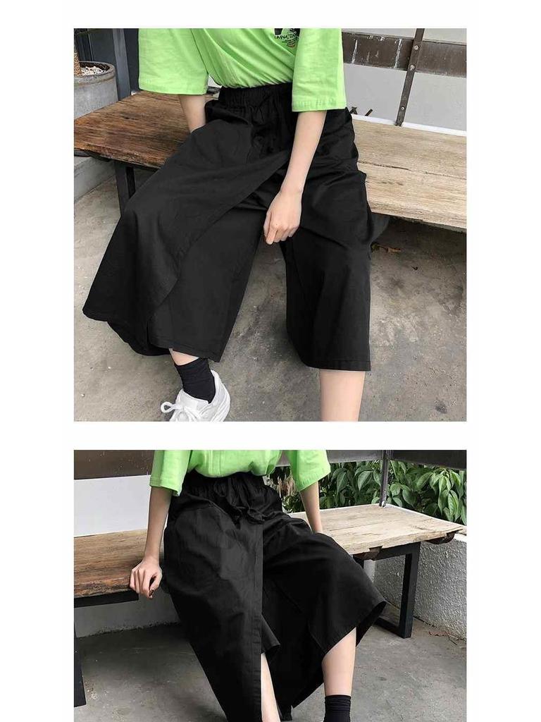 Frühling/Sommer 2020 Ulzzang High Waist Weit Bein Cropped Rockhose für Damen