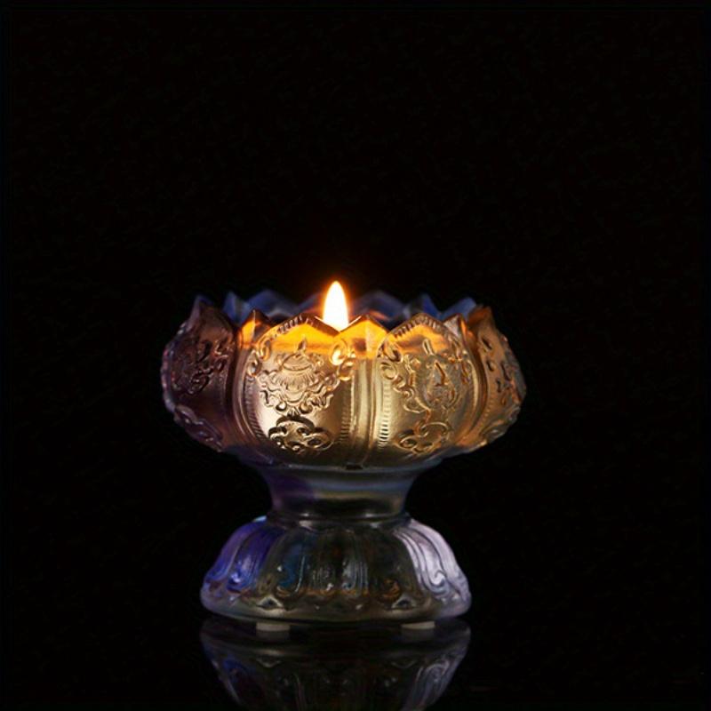 

1PC Lifo Candlestick Glazed Handicraft Decoration Auspicious Butter Lamp Holder Candlestick Home Decoration Accessories Silver