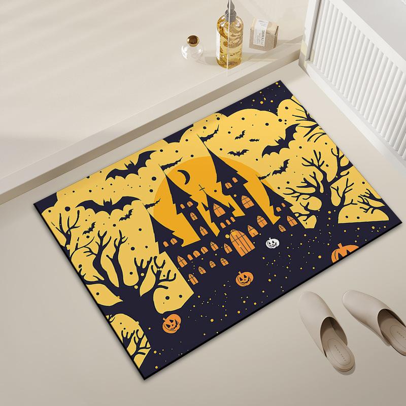 European and American Halloween Decoration Floor Mat Entrance Door Mat Horror Pumpkin Witch Carpet Entrance Door Mat
