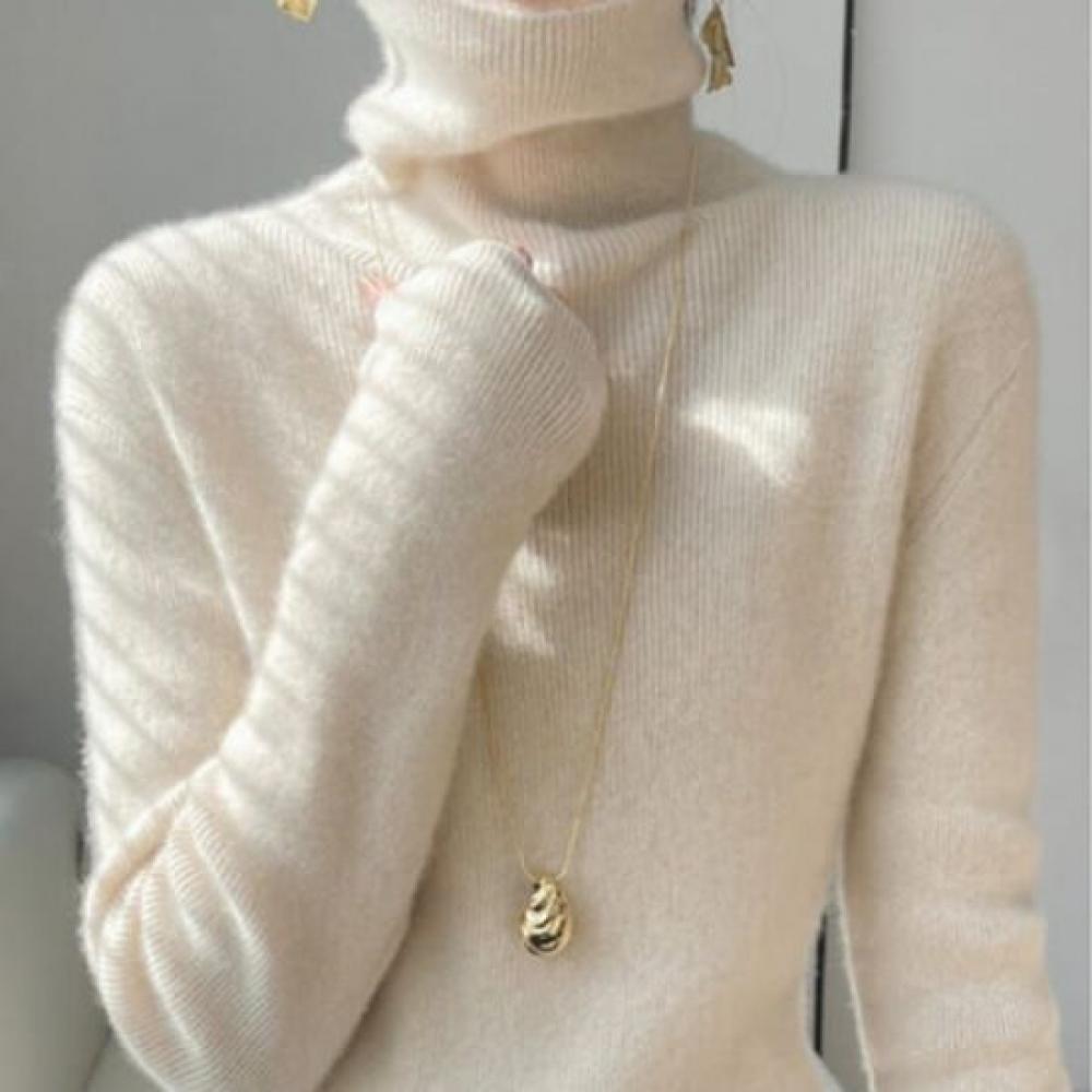 Navava SofT Simple Solid TurTleneck KniT Long Sleeve T shirT Nk1831