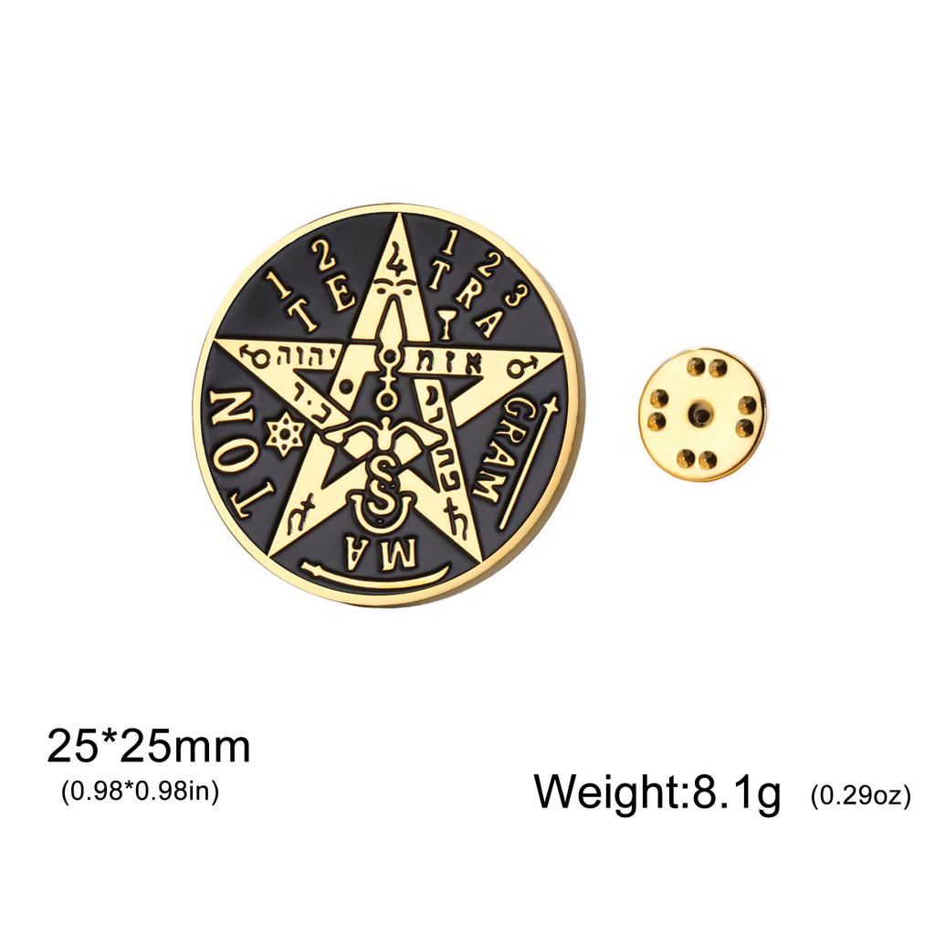 Witchcraft Pentagram Gothic Brooches Stainless Steel Tetragrammaton Pins Shirt Suit Badge Amulet Accessories Je Jewelry