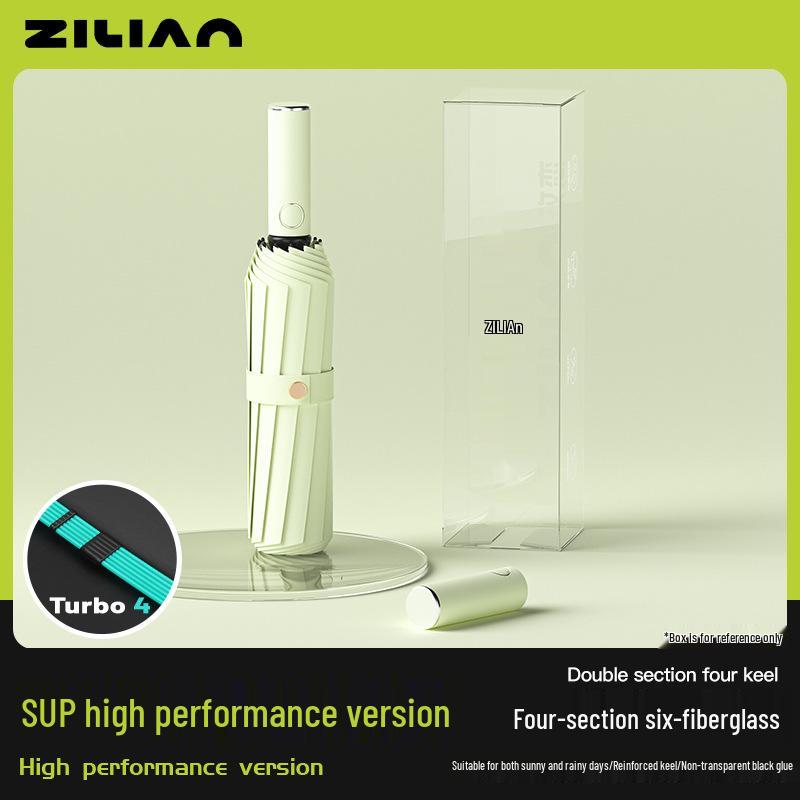 72-Rib Automatic Ring Buckle Umbrella: Portable, Reinforced, Dual-Use for Sun & Rain, Folding Hook Design for Men & Women