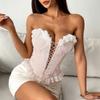 Nový styl Výšivka Prošívání Ručně vyráběné Květiny Sexy Krajka Krajka Krajkou obalená Rybí kost Vesta 2025