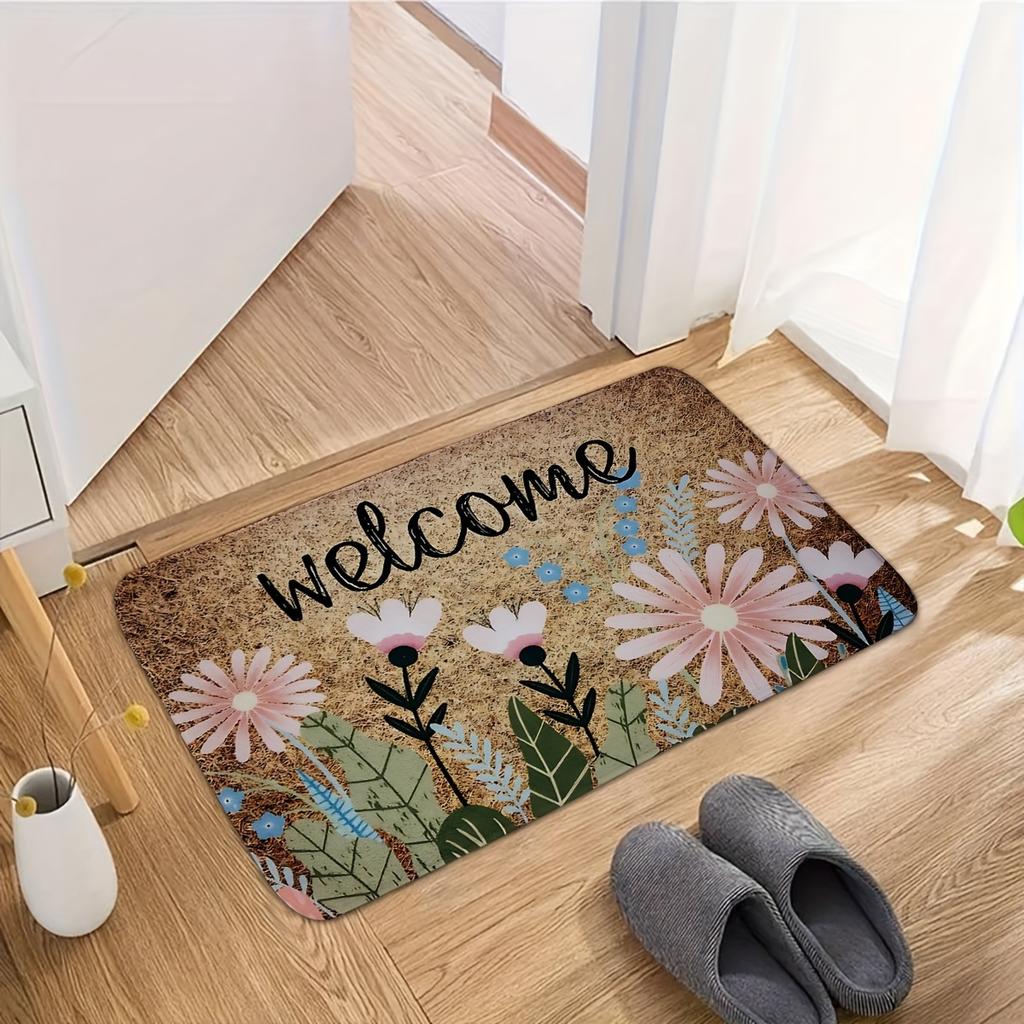 VIKAMA Cute Wall-Side Flower Carpet Cozy Doormat Welcome Mat Soft Rug For Bedroom Carpet For Live Room Home Decor