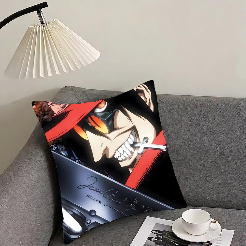 Anime hellsing ultimate Cushion Cover Reversible Plush Pillow Cover – For car, sofa, bedroom, perfect as a gift.