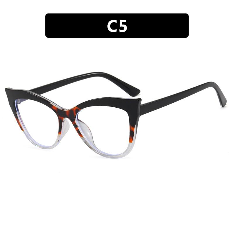 Stylish Color-Block Cat-Eye Frames Anti-Blue Light Non-Prescription Glasses Classic Cycling and Driving Eyewear for Women