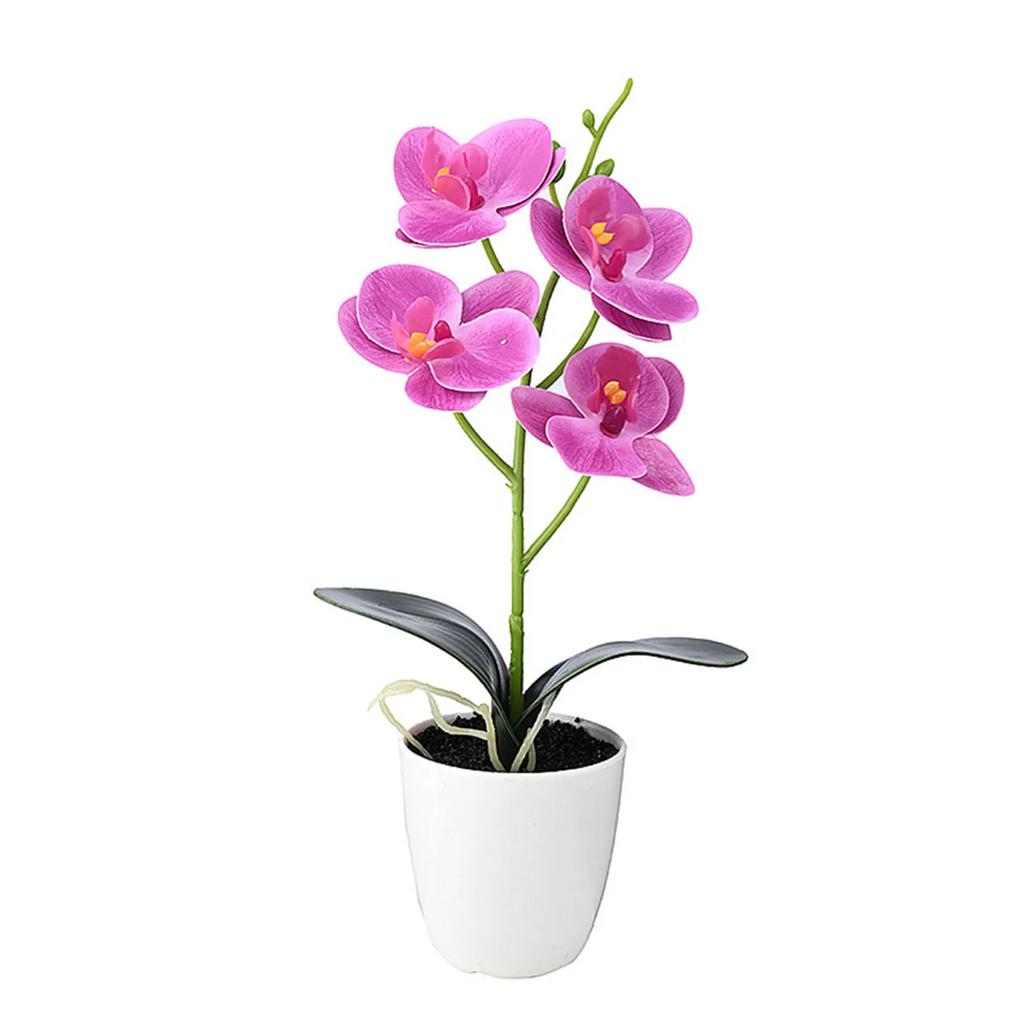 Orchidee w doniczkach Sztuczna orchidea Pomarańczowo-czerwona Różowa Plus Biała Róża Biała Biała Plus Róża Ogród Biuro Restauracja Walentynki