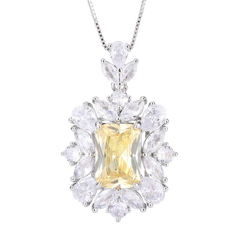 Jewelry Copper Bottom Gold-Plated Style Retro Simulation Color Treasure Rectangular 10 * 14 Pendant Women'S Jewelry