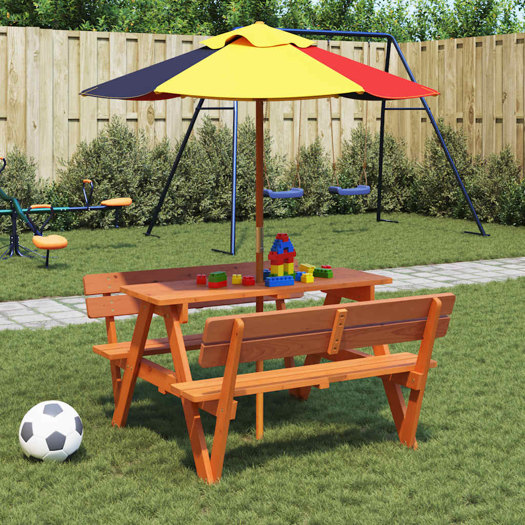 Vidaxl Picknicktafel Voor 4 Kinderen, Met Gat Voor Parasol, Spar