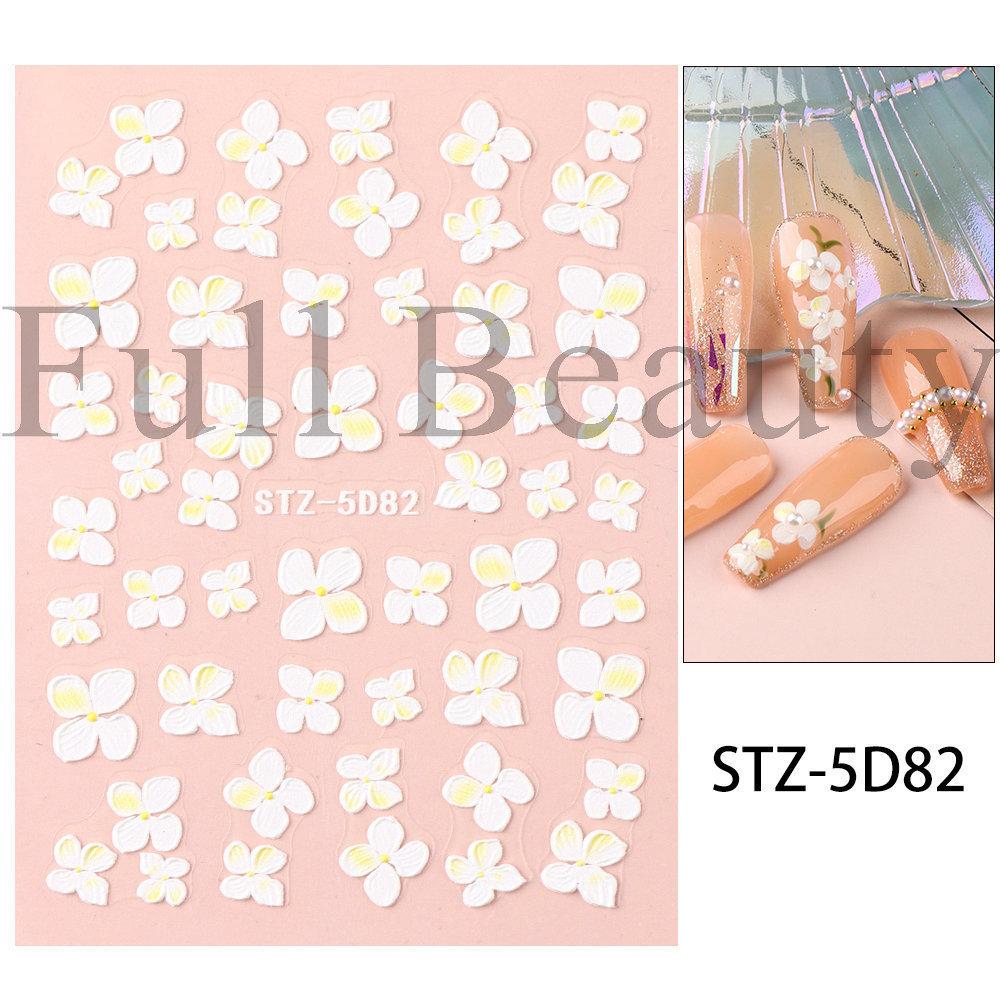 Nail Art Sticker, Relief 5D Three-Dimensional Spring Pink Cherry Blossom Small Flower Adhesive Nail Sticker