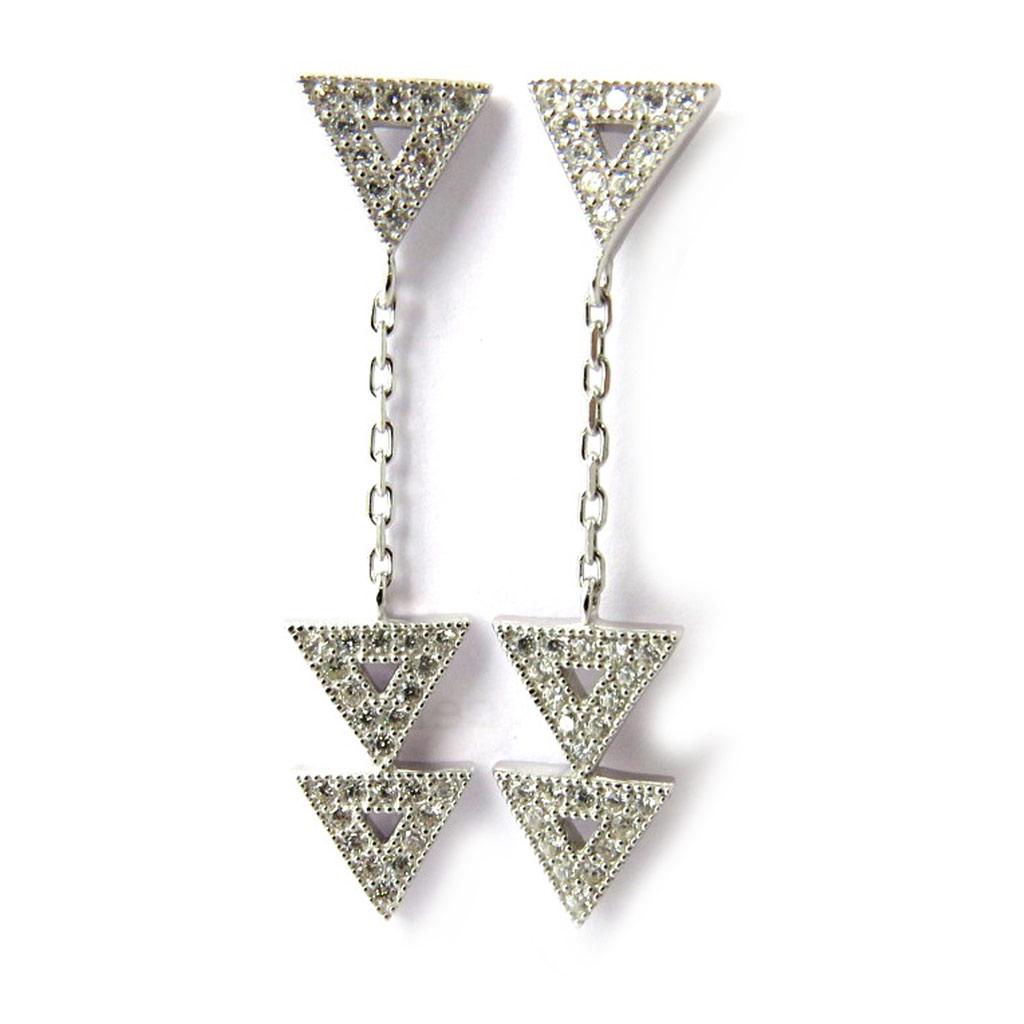 Les Trésors De Lily [N3994] - Silver 'Triangle' Silver Earrings (rhodium-plated) - 12x8 Mm