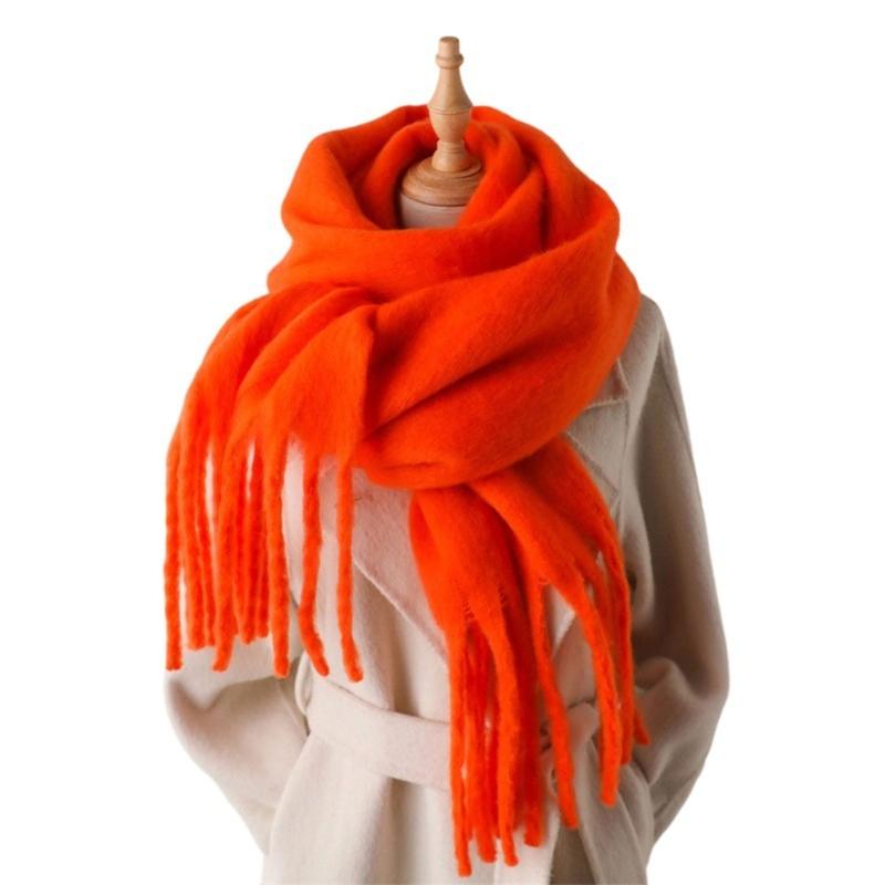 Long Tassels Neckerchief Solid Color Scarf Lightweight Yet Warm Headscarf Shawl For Casual or Formal Wear Daily