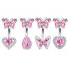 Exquisite Stainless Steel Pink Zircon Butterfly Navel Ring Sexy Body Jewelry For Women Girls Fashion Belly Button Rings Gifts