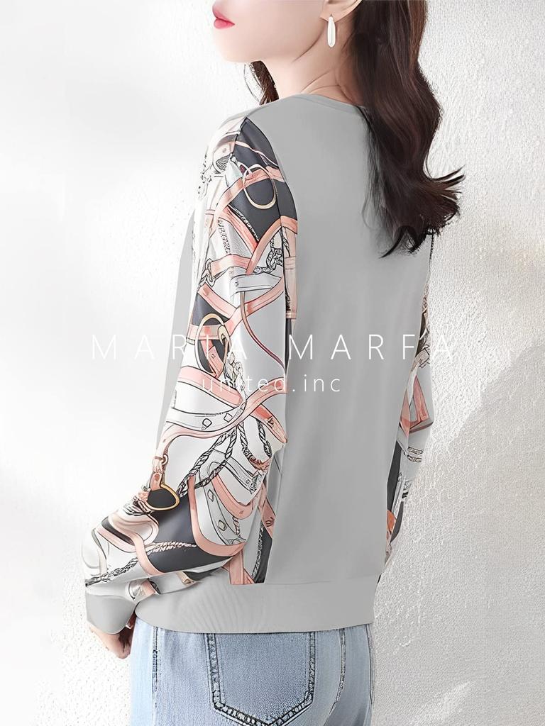 Maria Marfa Pucci Print Dolman Sleeve Long Sleeve Cutout Available In 4 Plus Korean Fluffy Office Loose Chiffon Floral Floral Pucci Print Women's Top,