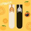 1Pair Cute Cartoon Cat & Ding Dong Egg Couple Mid-Calf Socks - Fashionable All-Season Socks for Spring & Summer