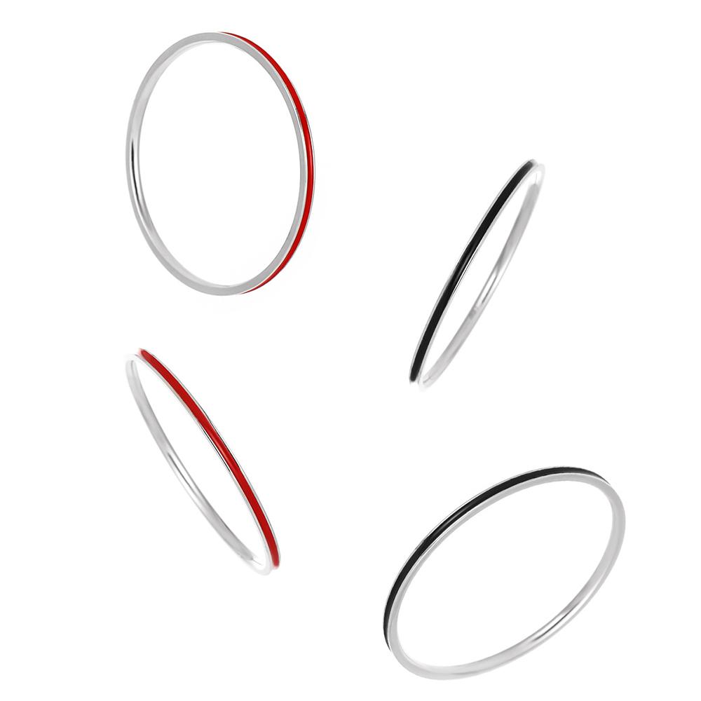 YIZIZAI Echter 925er Sterlingsilber Einfacher Dünner Emaille Roter Schwarzer Fingerringe Für Frauen Hochzeits Schmuck Geschenke