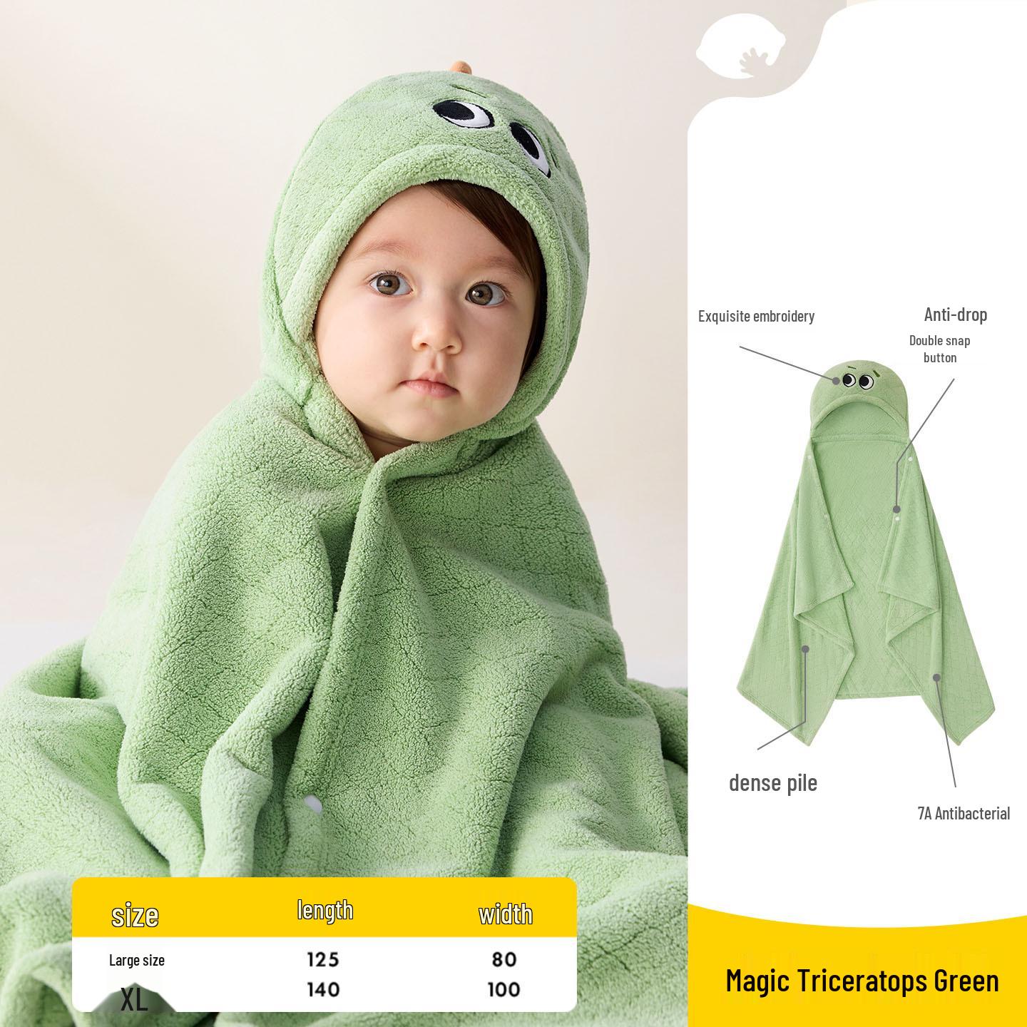 

Лимонный детский халат-накидка с капюшоном - Водопоглощающий, быстросохнущий, теплый для детей среднего и старшего возраста 80 cm