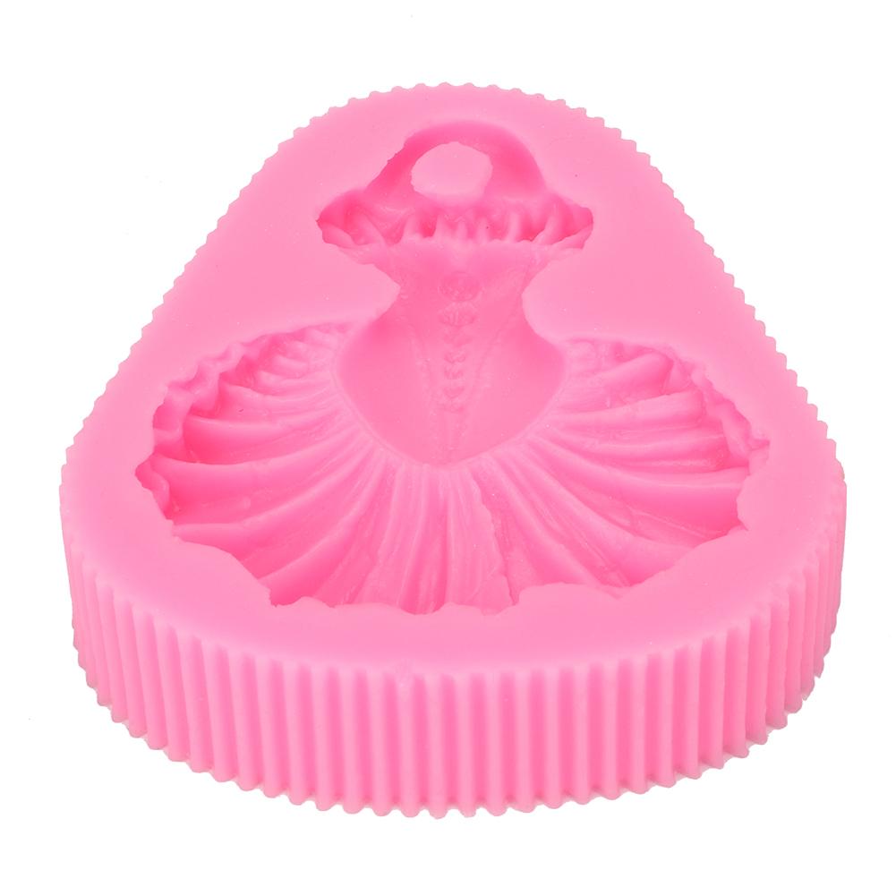 Household Kitchen Pink Dancing Skirt Silicone Mould Baking Cake Cookie Mold DIY ToolPink