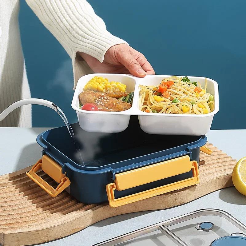 850ml Lunch Box Plastic Portable Microwavable Bento Box with Sauce Box Office School Travel Leakproof Food Storage Container