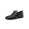 New Women's Fashion Single Shoes Square Head Thick Sole Non-slip Women's Shoes Lace-up Casual Black Four-season Patent Leather Small Leather Shoes