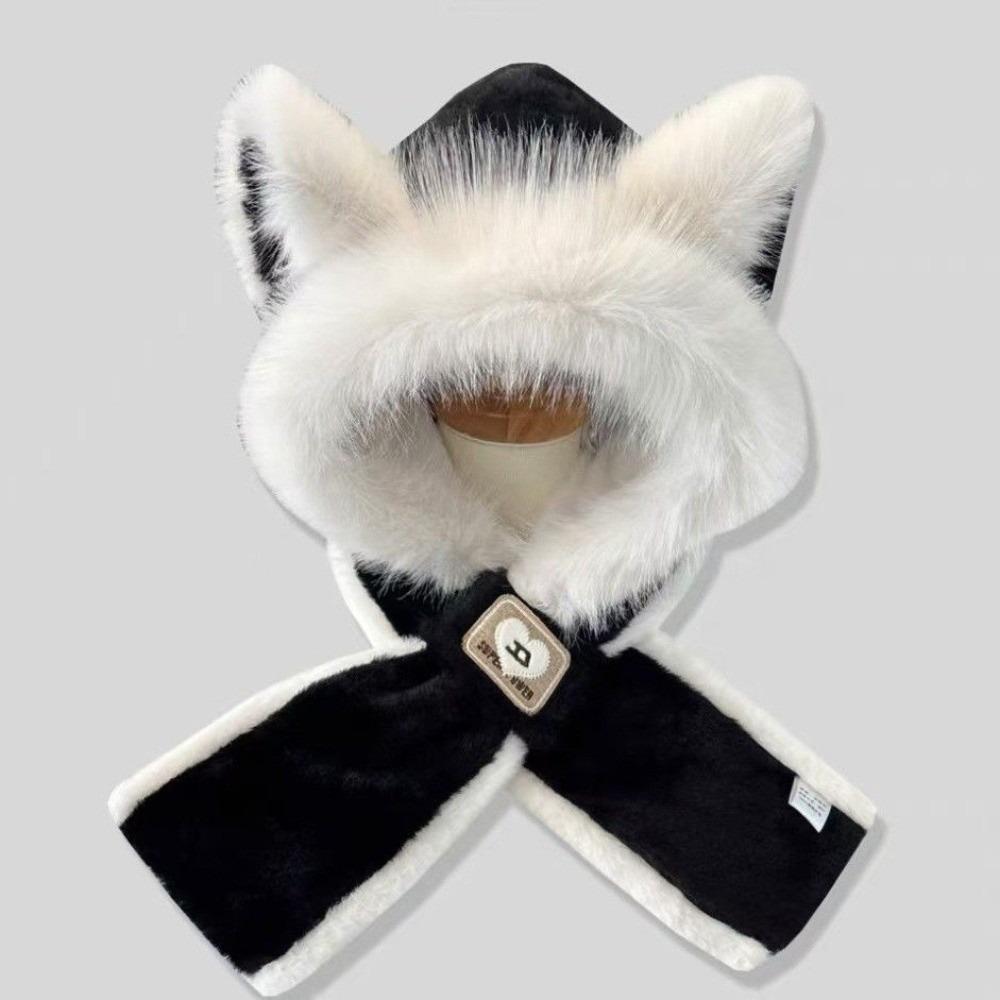 

Плюшевый комплект шапка-шарф с капюшоном, теплый, грелка для шеи, новая шапка-пуловер, для занятий спортом на открытом воздухе 5