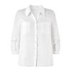 Autumn Water Yi Ren Women's Long Sleeve V-Neck Pleated White Blouse