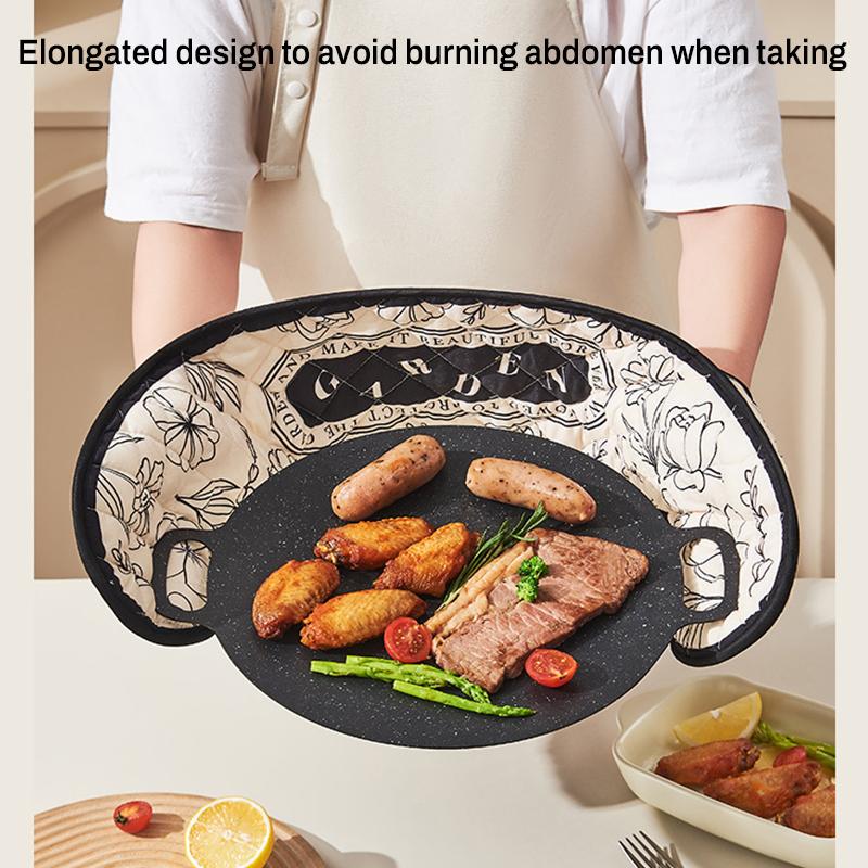 Heat Resistant Glove Oven Mitts Cotton Linen Microwave Baking BBQ Potholders Nonslip Household Kitchen Baking Glove Cooking Tool