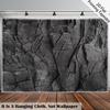 Arazzo 2D Pietra Grigio Nero, Appeso a Parete con Texture Rocciosa per Decorazione della Stanza