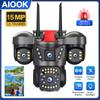 AIOOK V380 კამერა WIFI სამმაგი ლინზა HD 15MP განათების სიგნალი IP CCTV ფერადი ღამის ხედვა წყალგაუმტარი გარე კამერა ორმხრივი ინტერკომი