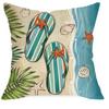Summer Beach Aquarium Pillow Pattern Linen Material Summer Living Room Sofa Decorative Pillow Cover