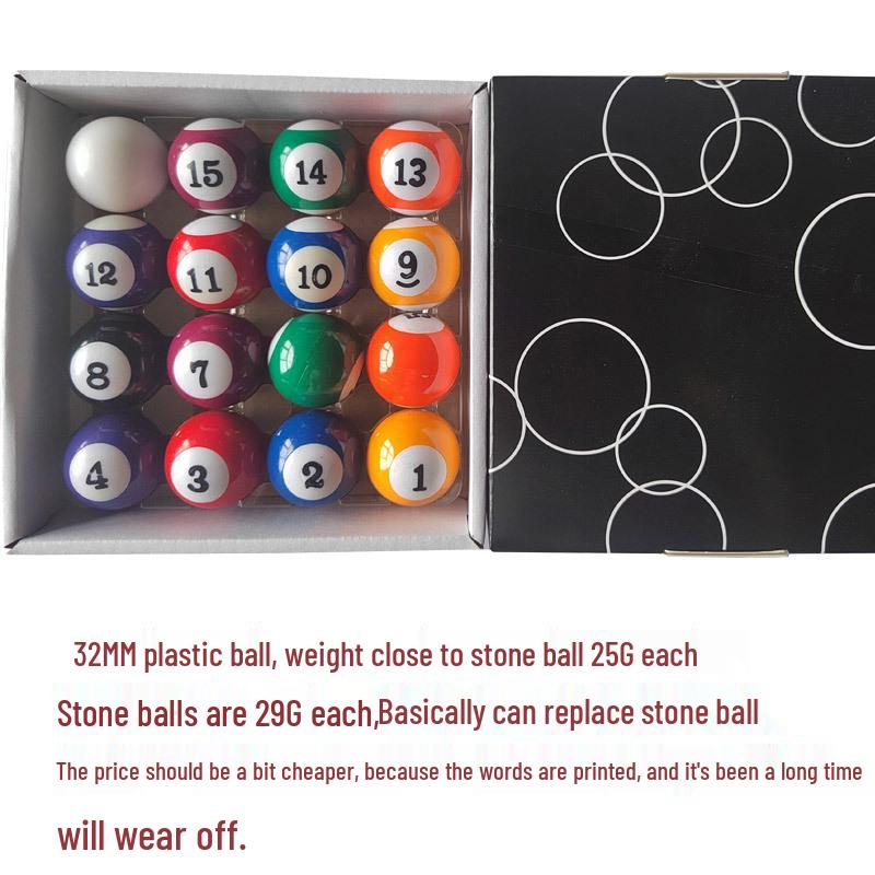 Mini Plastic Billiard Balls Set for Kids - 18mm, 25mm, 32mm Black Eight Balls, Toy Pool Balls