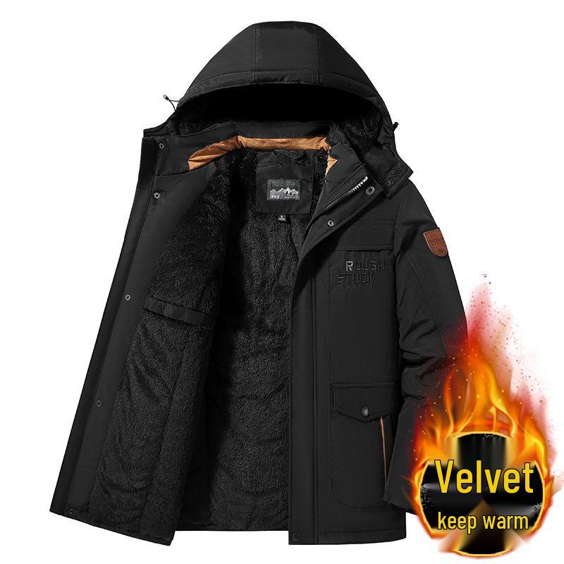 Men's Outdoor Thickened Mid-Length Velvet Jacket: Versatile, Stylish Windbreaker for Winter Cold Protection