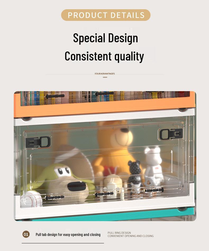 Large Foldable Three-door Student Book & Clothing Organizer Box