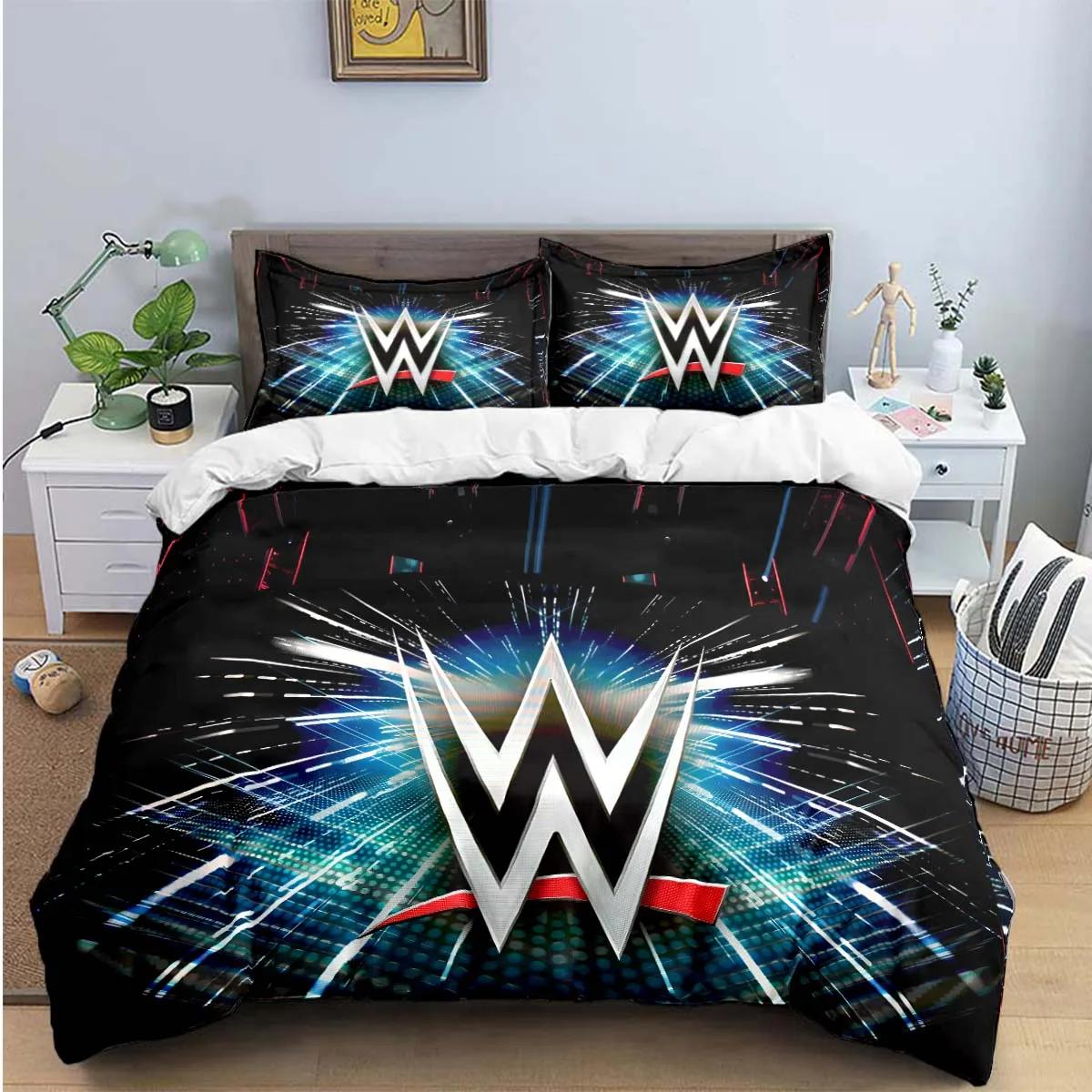

Модні 3D Спортивні Постільні Набори з Принтом Боротьба W-Wwe Набір Постільних Приналежностей Підковдра Набір Ковдри для Ліжка Постільний Набір Розкішний Подарунок EU Double(200*200cm)3pcs