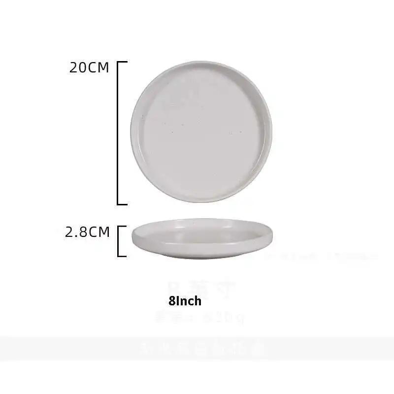 Japanese Ceramic Dinner Plate Steak Food Tray Tableware Straight Edge Flat Plate Salad Pasta Dish Dinnerware