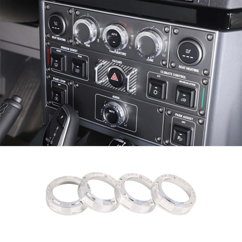 For INEOS Grenadier 2020-2026 Aluminum Alloy Red Car Central Control Air Conditioning Volume Knob Ring Decorative Accessories