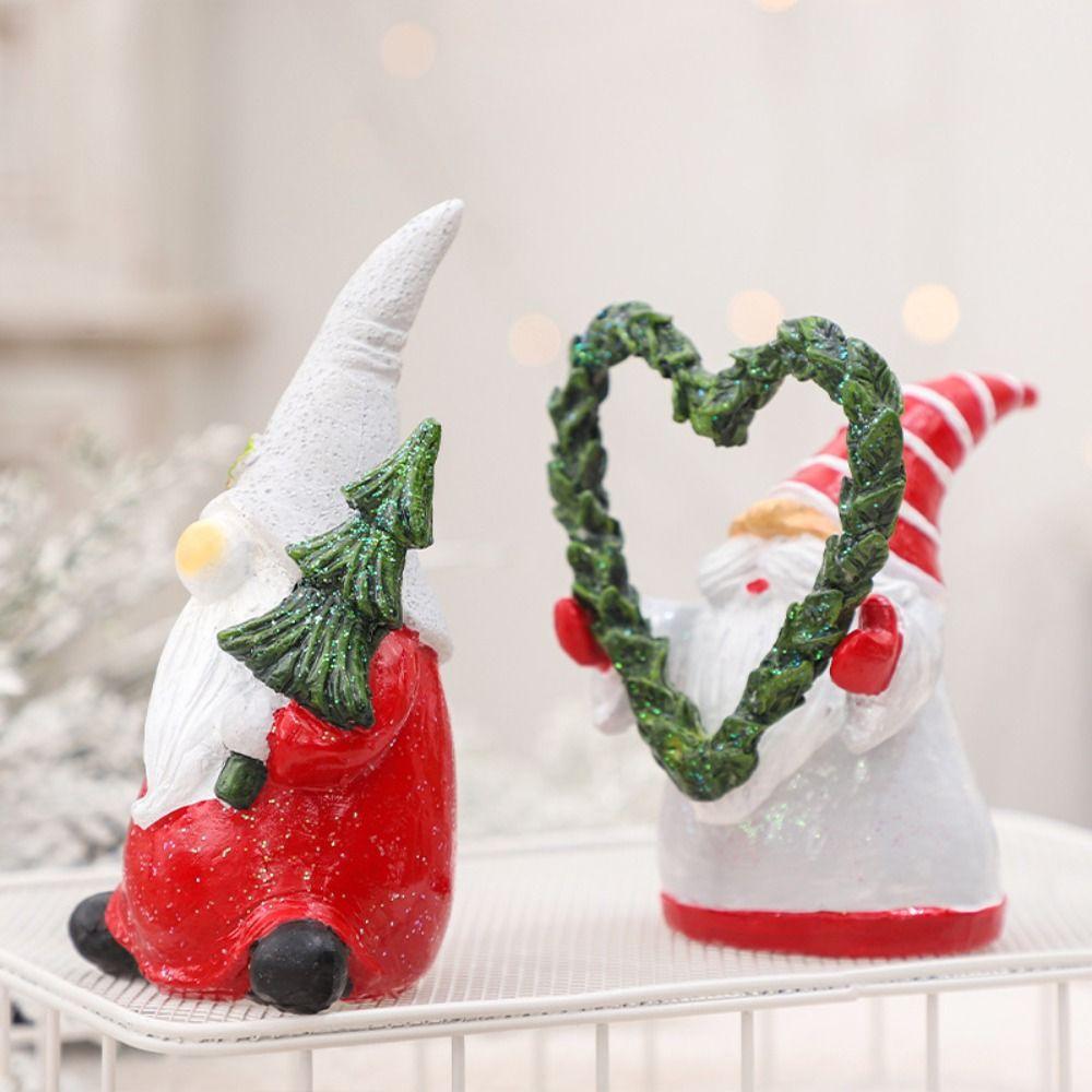 Resin Christmas Gnome Ornament Cute Santa Claus Statue Holiday Festive Decor