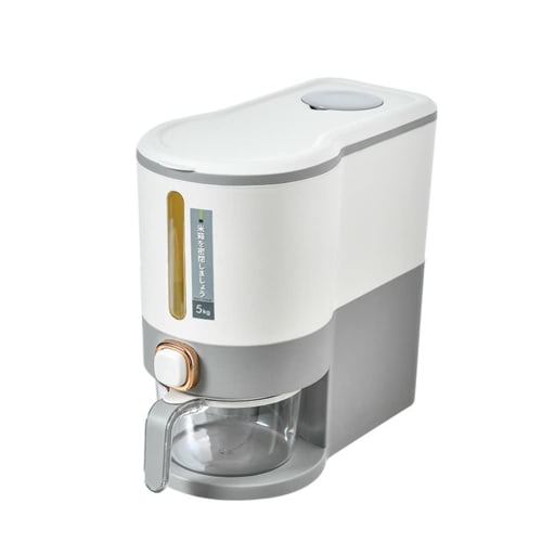 Aseech Rice Container with 5kg/10kg Capacity and Measuring Cup, Insect Repellent, One-Touch Closure, Airtight, Moisture-Proof, Washable, Stylish Stora