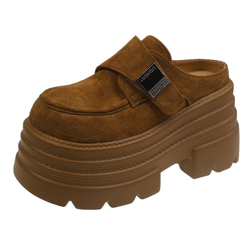 Height-increasing Baotou Boken Half Slippers Women's Outer Wear Spring and Summer New Small Thick-bottomed Muffin