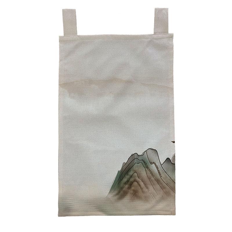Chinese Ink Style Short Curtain Homestay Restaurant Signboard Teahouse Partition Kitchen Hanging Curtain Noren Decor Drapes