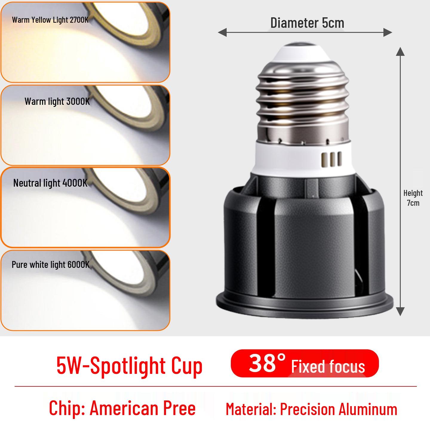 Adjustable LED Spotlight with E27 Base for Grill & Restaurant Chandelier