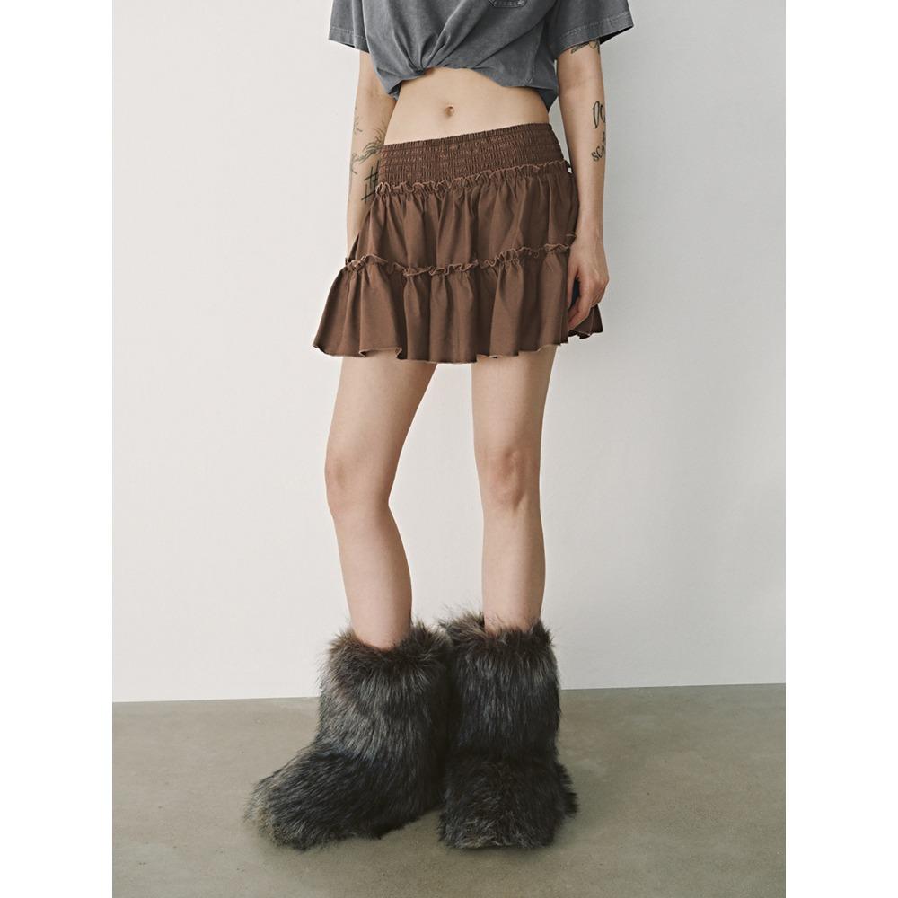 

Женская эластичная юбка-брюки с высокой посадкой, подкладка, А-силуэт, короткая юбка, модные кюлоты XL коричневый