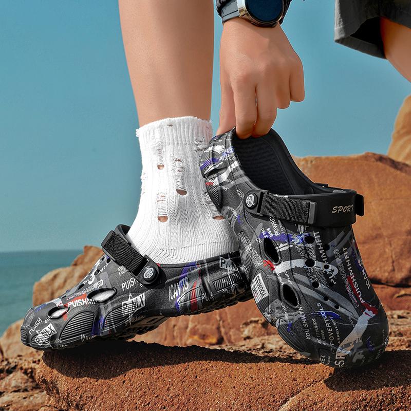 Fashion Summer Men's Upsteam Shoes Slipper Thick-Soled Sandals Non-Slip Garden Clogs Breathable Toe-Cap Slides Casual Beach Slippers